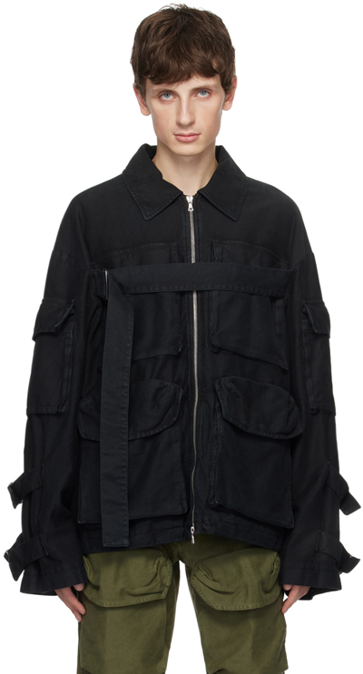 Shop Dries Van Noten Black Garment-dyed Jacket In 900 Black