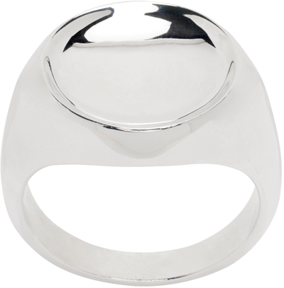 Shop Bottega Veneta Silver Signet Ring In 8117-silver