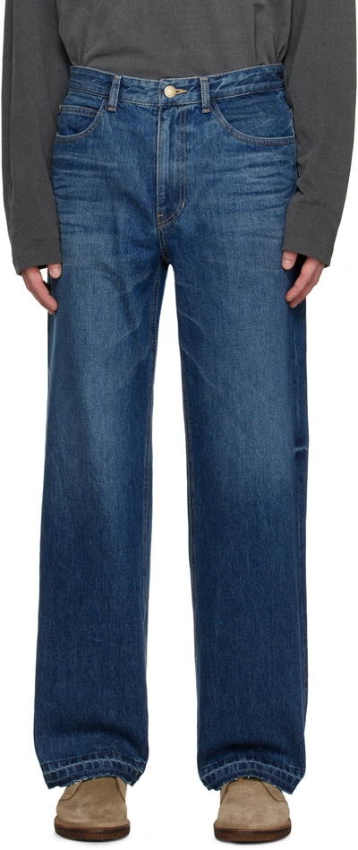 Shop Solid Homme Blue Raw Edge Jeans In 728l Blue