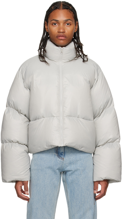 Shop Low Classic Gray Volume Down Jacket In Silver