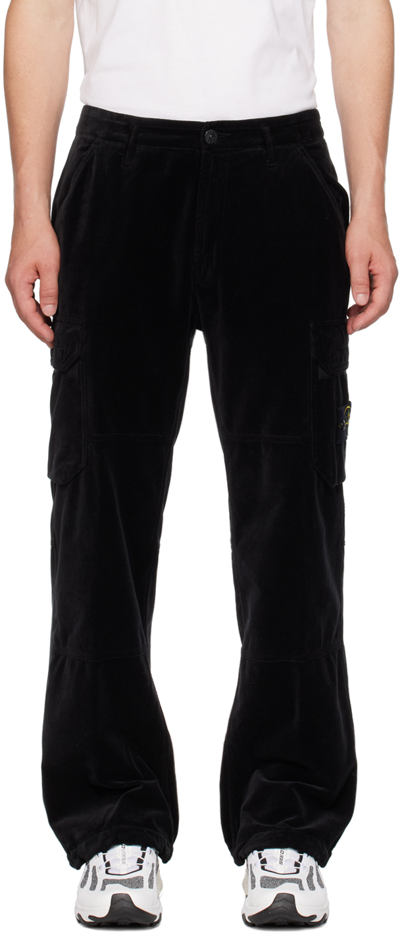 Shop Stone Island Black Patch Cargo Pants In V0029 Black