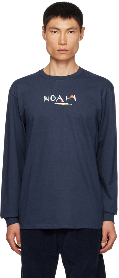 Shop Noah Navy Painter Long Sleeve T-shirt