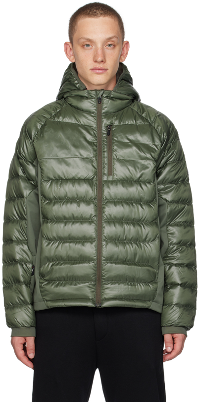 Shop Ralph Lauren Green Hybrid Down Jacket In Fossil Green