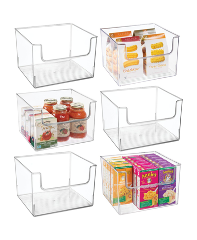 mDesign Kitchen Plastic Storage Organizer Bin with Open Front - 6 Pack - Clear