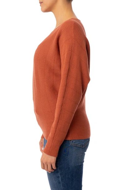 Shop Cyrus Yummy Yam Pointelle Dolman Sleeve Sweater In Pottery Clay