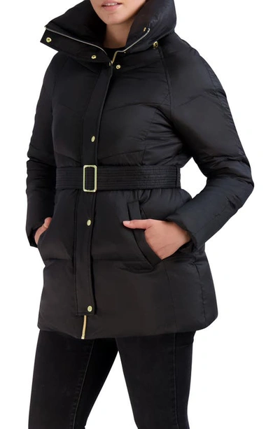Cole Haan Signature Oyster Belted Water Resistant Jacket In Black