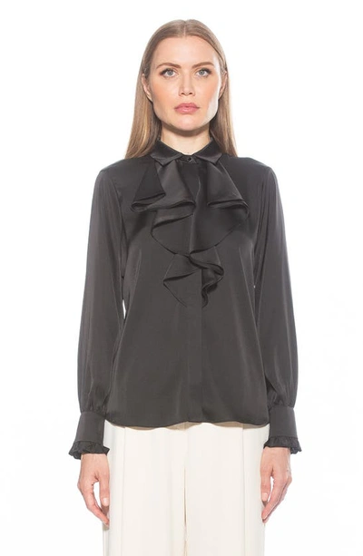 Alexia Admor Ruffle Point Collar Blouse In Black