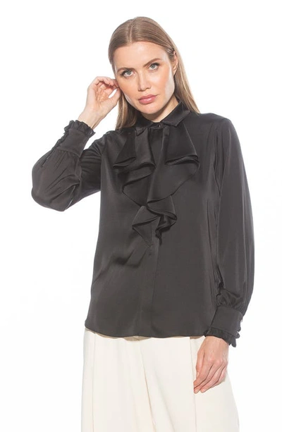 Alexia Admor Ruffle Point Collar Blouse In Black