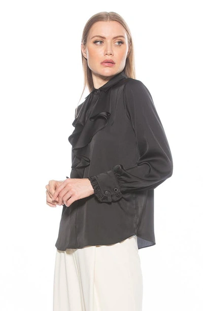 Alexia Admor Ruffle Point Collar Blouse In Black