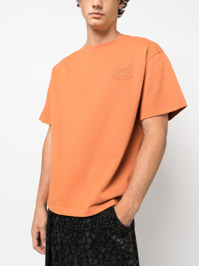 Shop Etro T-shirt Con Logo In Orange