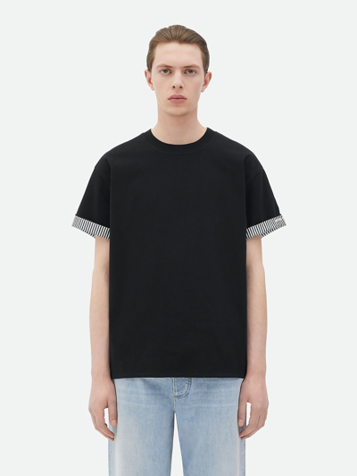 Shop Bottega Veneta Double Layer Striped T-shirt In Black