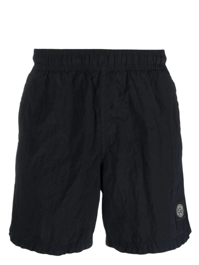 Shop Stone Island Shorts Da Mare Con Logo In Blue