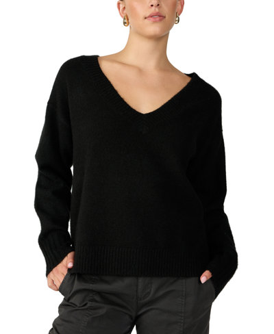 Shop Sanctuary Women's Easy Breezy V-neck Pullover Sweater In Black