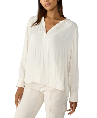 Shop Sanctuary Women's Solid Lizzie Sateen V-neck Tunic Top In Cappuccino