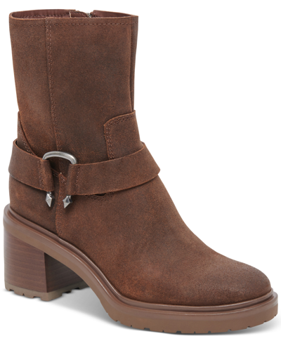 Shop Dolce Vita Women's Camros Buckled Moto Ankle Boots In Cocoa Suede