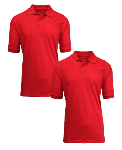 Shop Galaxy By Harvic Men's Short Sleeve Pique Polo Shirt, Pack Of 2 In Red