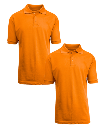 Shop Galaxy By Harvic Men's Short Sleeve Pique Polo Shirt, Pack Of 2 In Orange