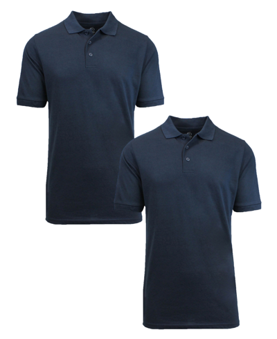 Shop Galaxy By Harvic Men's Short Sleeve Pique Polo Shirt, Pack Of 2 In Navy