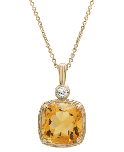 Shop Macy's Citrine (2-1/3 Ct. T.w.) & Lab-grown White Sapphire (1/20 Ct. T.w.) 18" Pendant Necklace In 14k Gold