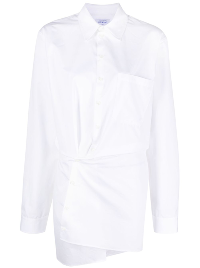 Shop Off-white Cotton Shirt Dress In White