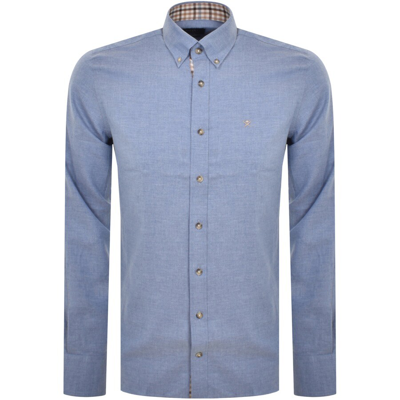 Shop Hackett Heritage Flannel Multi Trim Shirt Blue