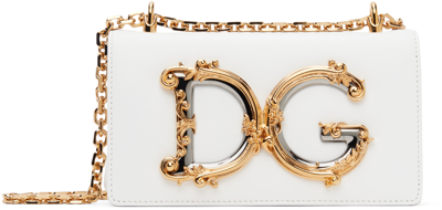 Shop Dolce & Gabbana White Dg Girls Phone Bag In 80002 Bianco Ottico