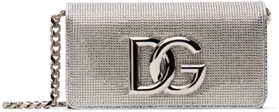 Shop Dolce & Gabbana Silver Small Dg Bag In 8c964 Crystal/perla