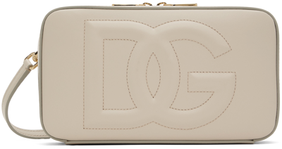 Shop Dolce & Gabbana Off-white Small 'dg' Camera Bag In 80004 Ivory