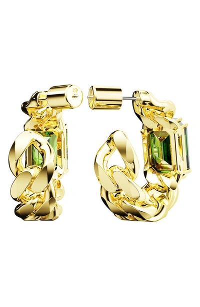 Shop Swarovski Millenia Octagon Cut Crystal Hoop Earrings In Green