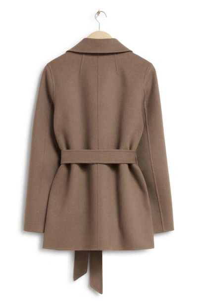 Shop & Other Stories Belted Wool Blend Coat In Mole Grey