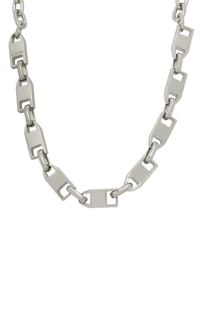 Shop Allsaints Zipper Collar Necklace In Rhodium
