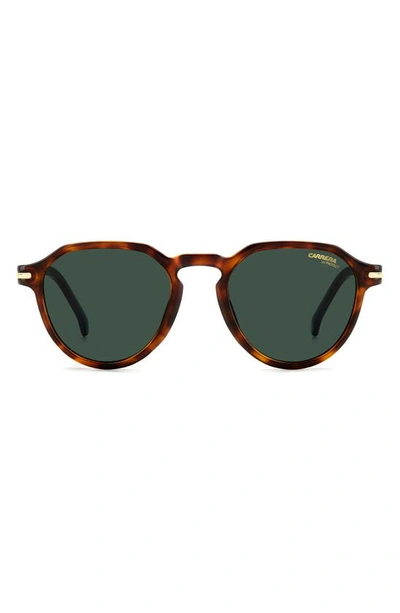 Shop Carrera Eyewear 50mm Round Sunglasses In Havana/ Green