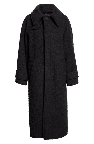 Shop R13 Jumbo Raw Cut Ragged Virgin Wool Overcoat In Black