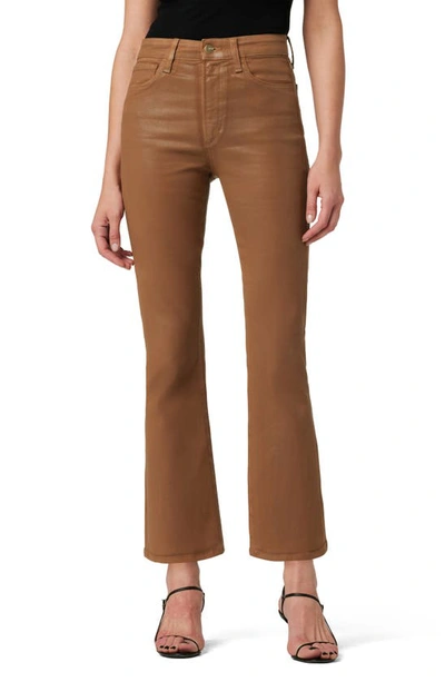 Shop Joe's The Callie Coated High Waist Ankle Bootcut Jeans In Leather Brown