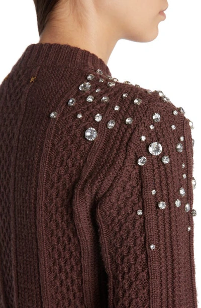 Shop Golden Goose Crop Crystal Embellished Virgin Wool Sweater In Sassafras