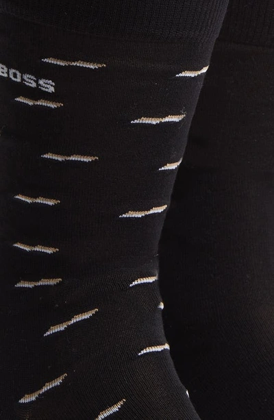 Shop Hugo Boss Mini Pattern Cotton Blend Socks In Black