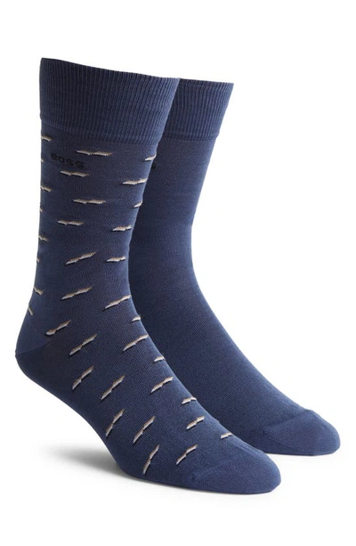 Shop Hugo Boss Mini Pattern Cotton Blend Socks In Open Blue