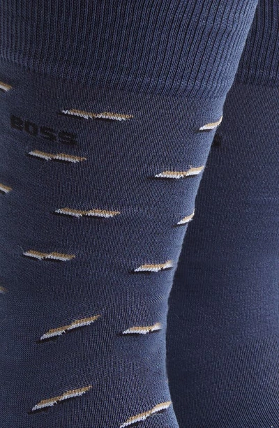 Shop Hugo Boss Mini Pattern Cotton Blend Socks In Open Blue