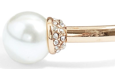 Nordstrom Imitation Pearl Cuff Bracelet In Clear- White- Gold