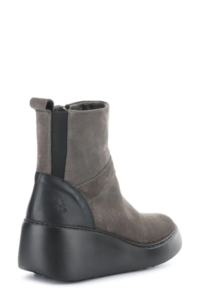 Shop Fly London Doxe Wedge Platform Boot In 001 Anthracite/ Black