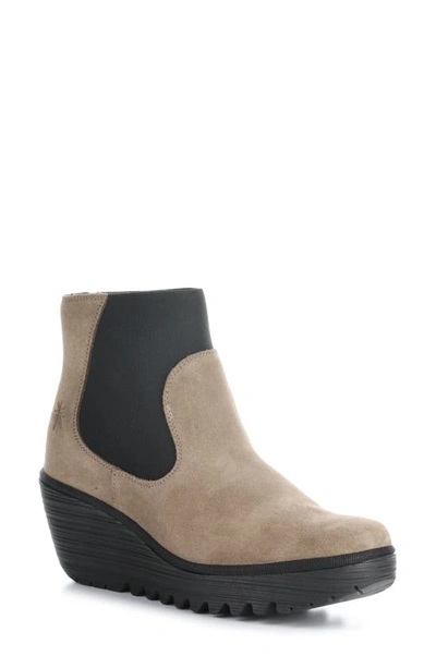 Shop Fly London Yade Wedge Bootie In 012 Taupe