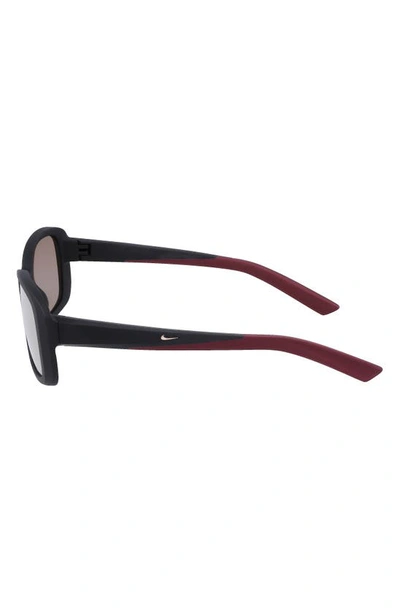 Shop Nike Epic Breeze 135mm Rectangular Sunglasses In Matte Black/ Rose Gold Mirror