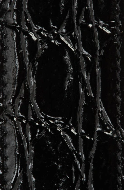 Shop Saint Laurent Monogram Croc Embossed Calfskin Leather Belt In Black