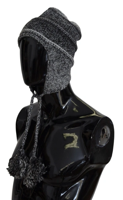 Shop Dolce & Gabbana Gray Warm Fleece Ear Flaps Knit Beanie Men's Hat