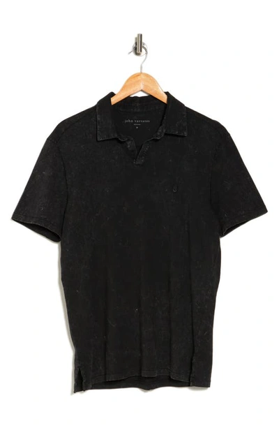 John Varvatos Zion Jacquard Cotton Polo In Black