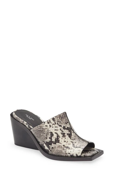 Shop Rag & Bone Santiago Snakeskin Embossed Wedge Sandal In White Snake