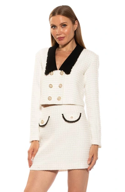 Alexia Admor Aurelia Tweed Crop Jacket In Ivory