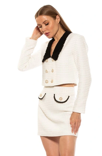 Alexia Admor Aurelia Tweed Crop Jacket In Ivory