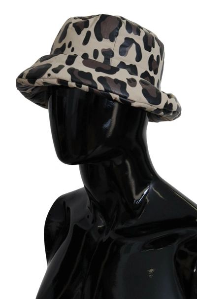 Shop Dolce & Gabbana Multicolor Leopard Print Capello Men Bucket Cap Men's Hat