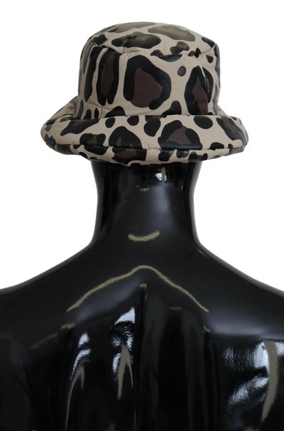 Shop Dolce & Gabbana Multicolor Leopard Print Capello Men Bucket Cap Men's Hat